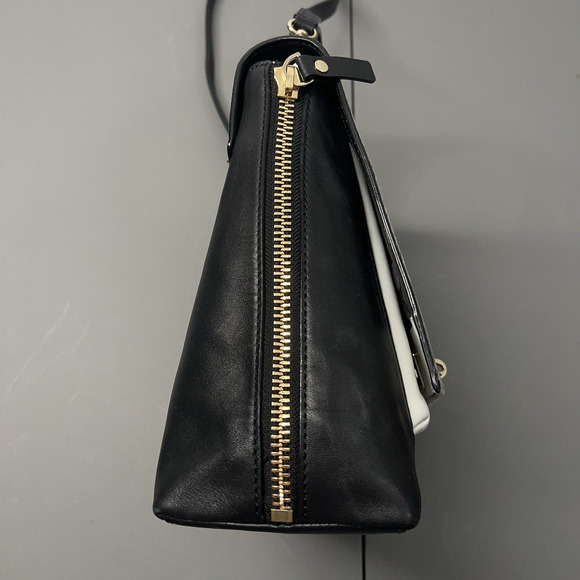 Kate Spade Magnolia Park Large Laurel Satchel Snake Embossed Leather Black White - Picture 6 of 16